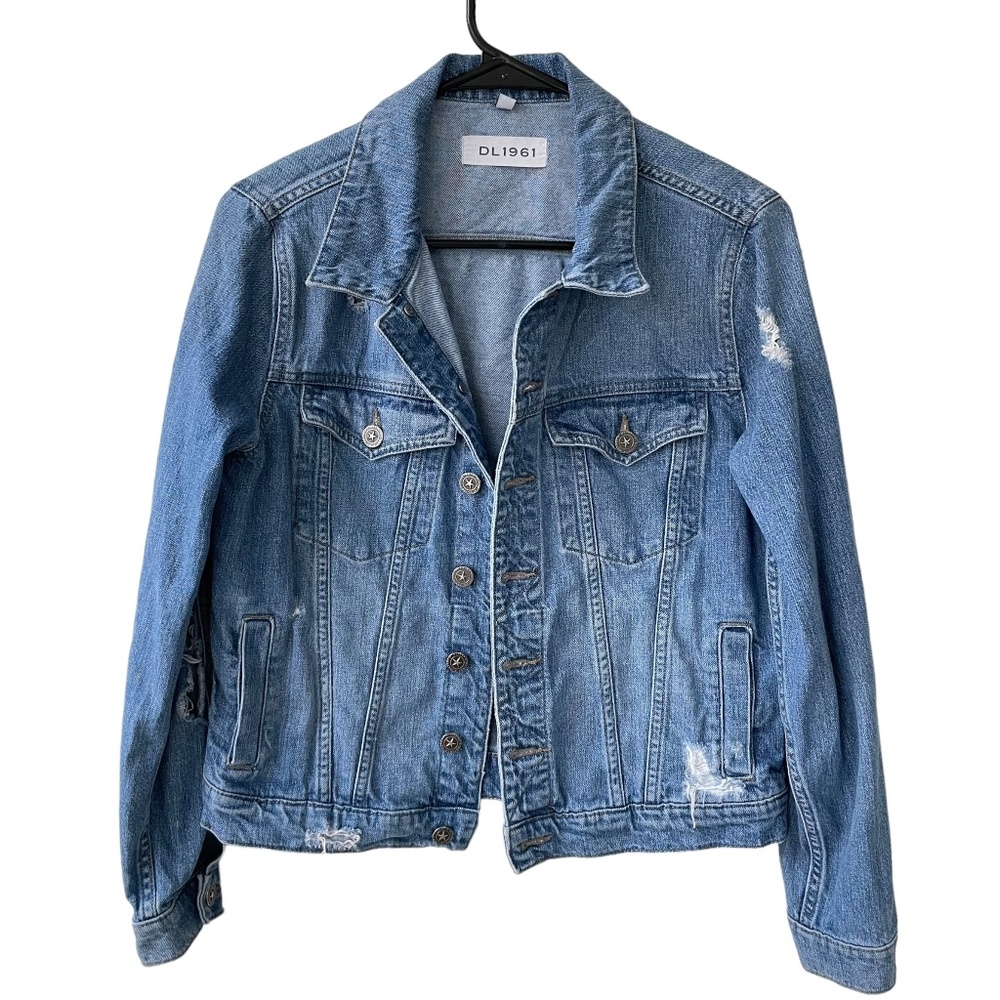 DL 1961 Maddox Distressed Boyfriend Fit Denim‎ Jean Jacket Size Small